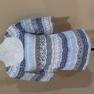 Women's Blue Patterned Top